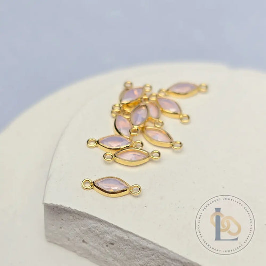6mm Marquise Opal Connectors 14k Gold Filled / Pink Opal