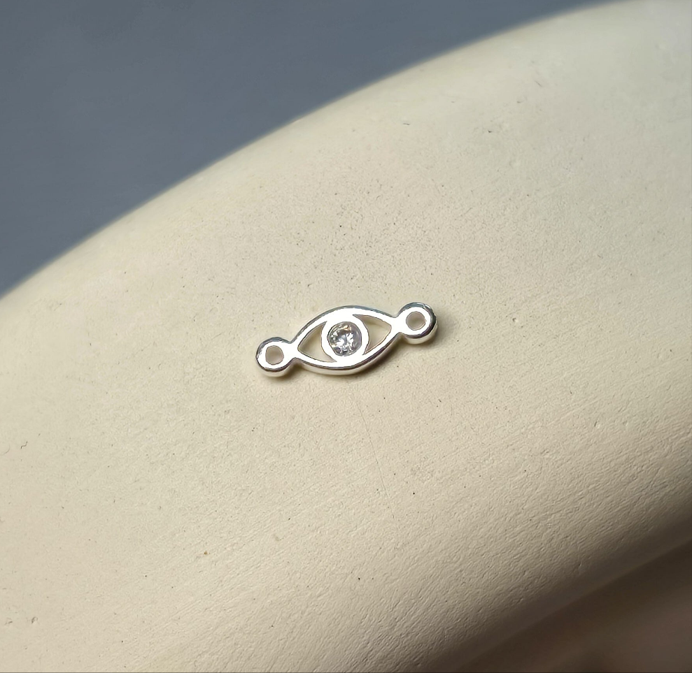 Cubic Zirconia Evil Eye Connector Charm