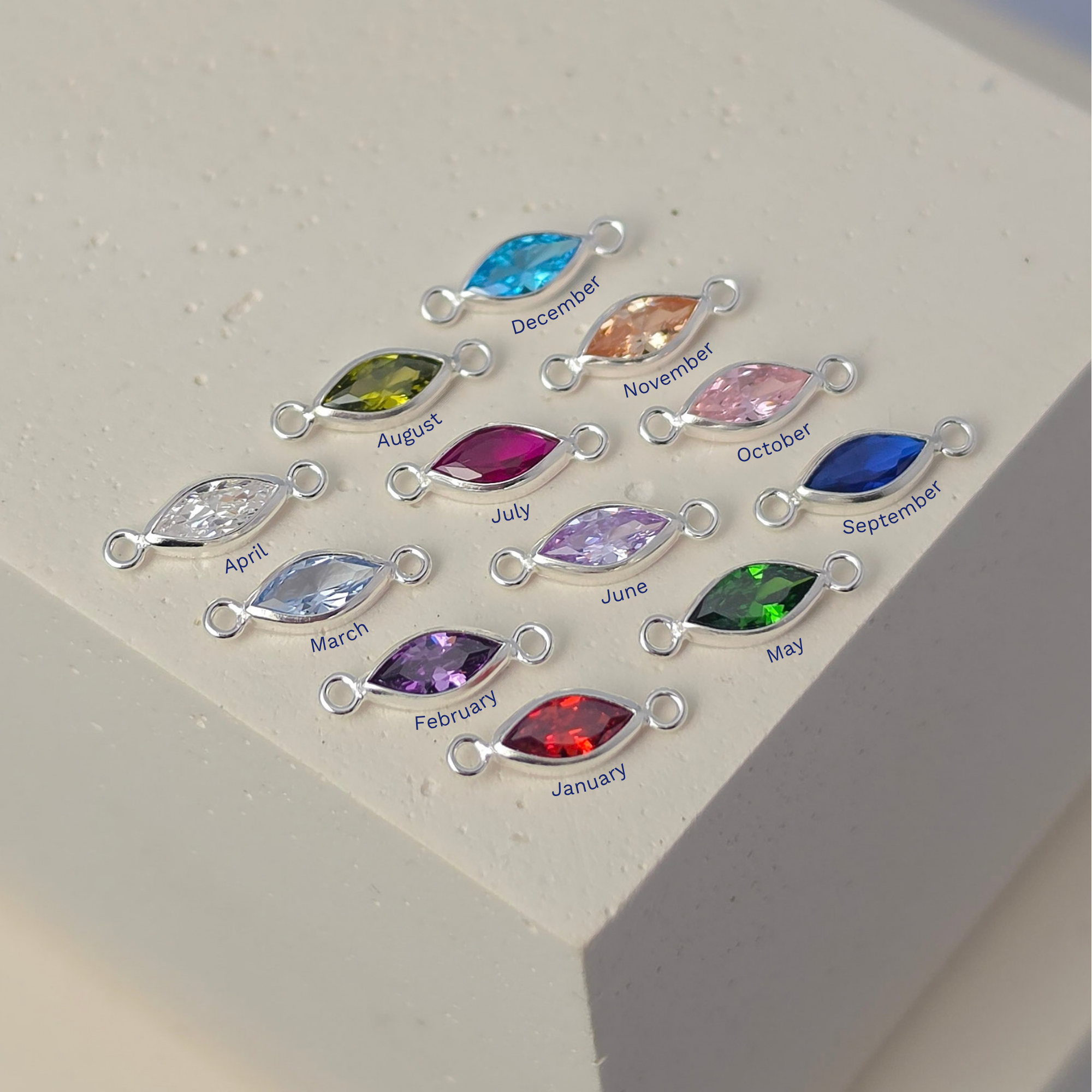 6mm Marquise Birthstone Connector