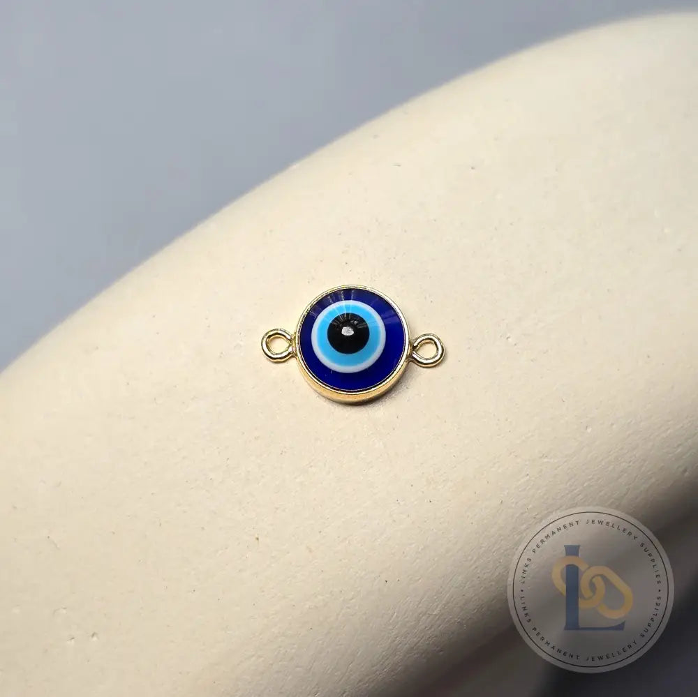 Blue Evil Eye Connector Charm 14K Gold Filled