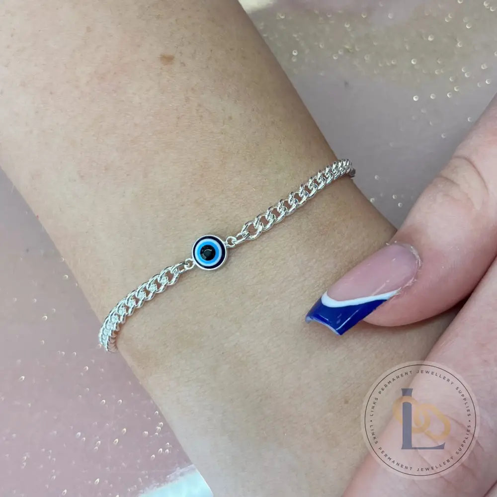 Blue Evil Eye Connector Charm - Links Permanent Jewellery Supplies