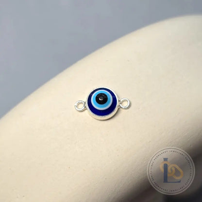 Blue Evil Eye Connector Charm Sterling Silver