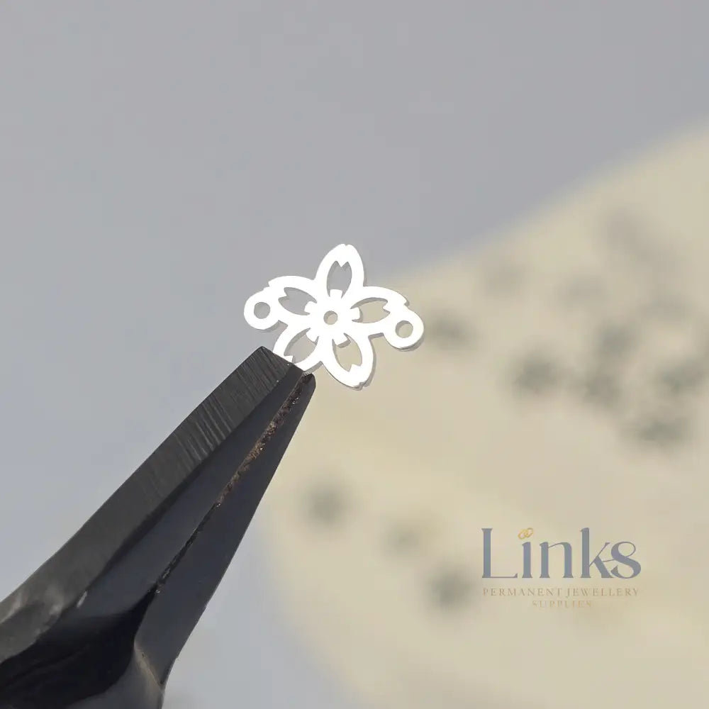 Cherry Blossom Connector Charm - 14k Gold Filled & Sterling Silver Sterling Silver