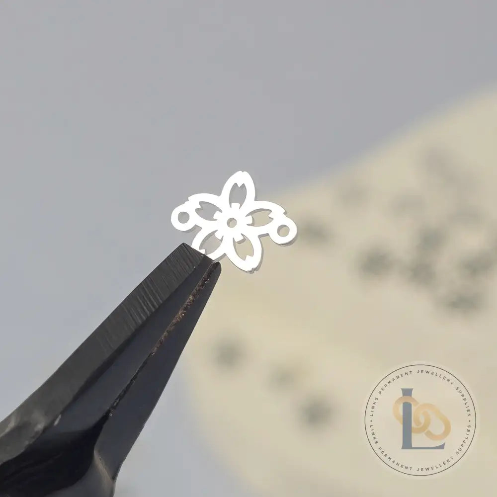 Cherry Blossom Connector Charm - 14k Gold Filled & Sterling Silver Sterling Silver