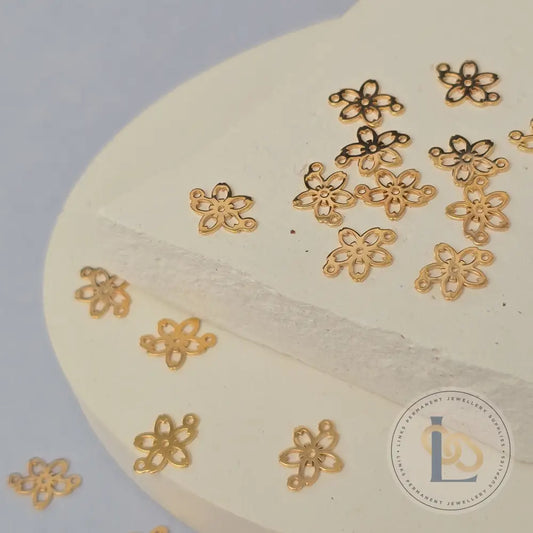 Cherry Blossom Connector Charm - 14k Gold Filled & Sterling Silver