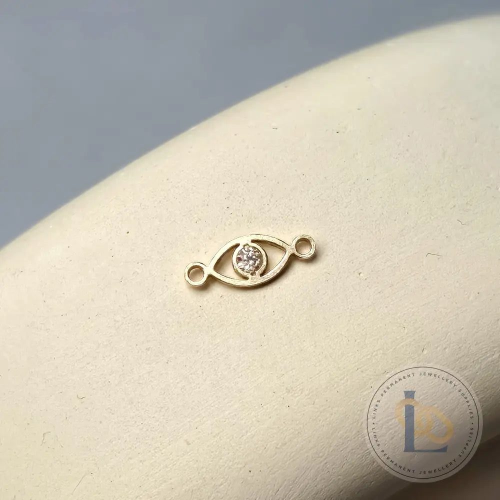Cubic Zirconia Evil Eye Connector Charm 14K Gold Filled