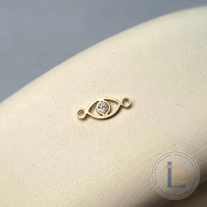 Cubic Zirconia Evil Eye Connector Charm 14K Gold Filled