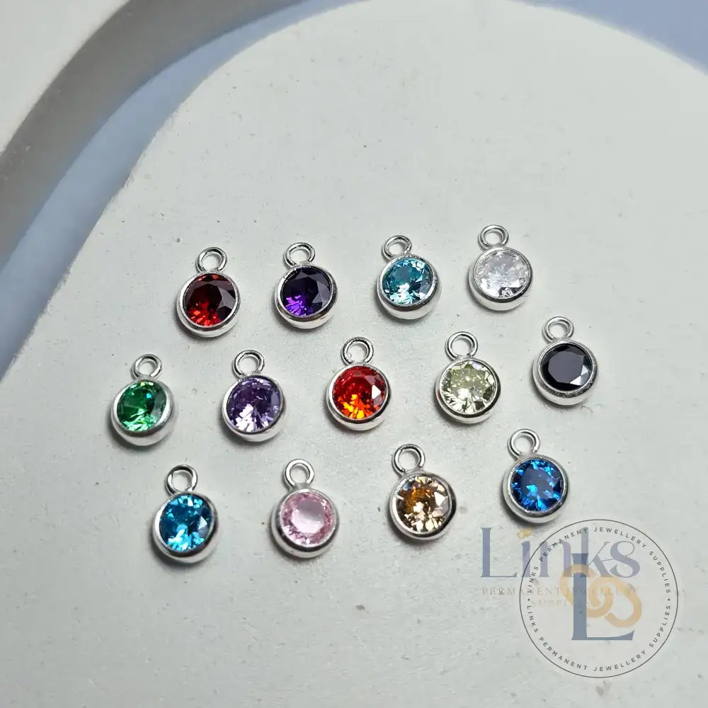 4Mm Sterling Silver Birthstone Pendant Charm Full Set Of 13 Charms