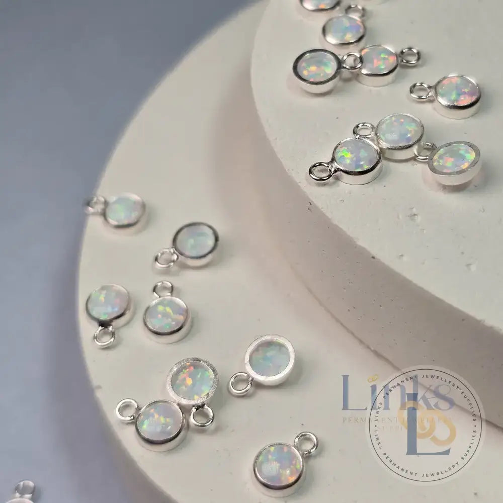 4Mm White Opal Pendant Charm