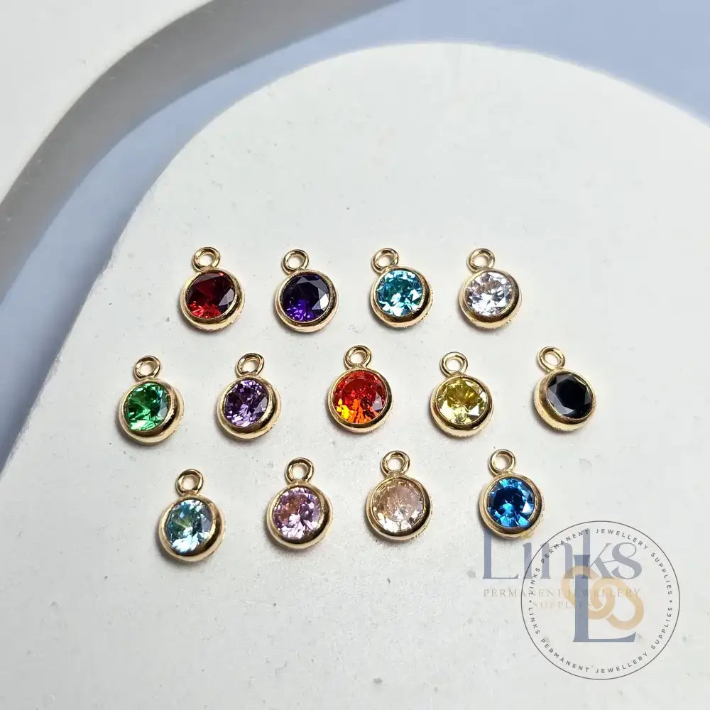 4Mm Gold Filled Birthstone Pendant Charm Full Set Of 13 Connector Charms