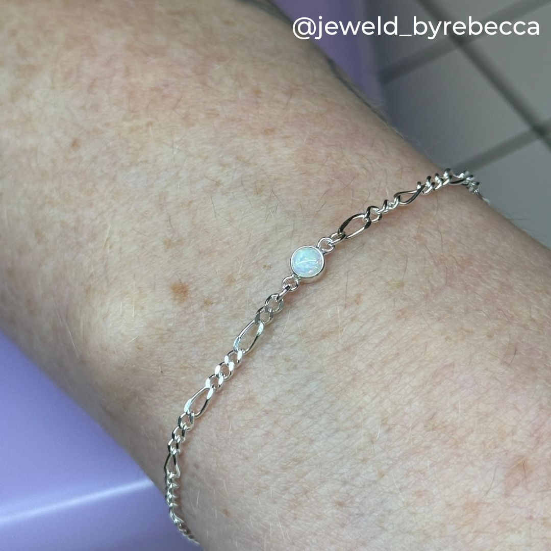 4Mm White Opal Connector Charm