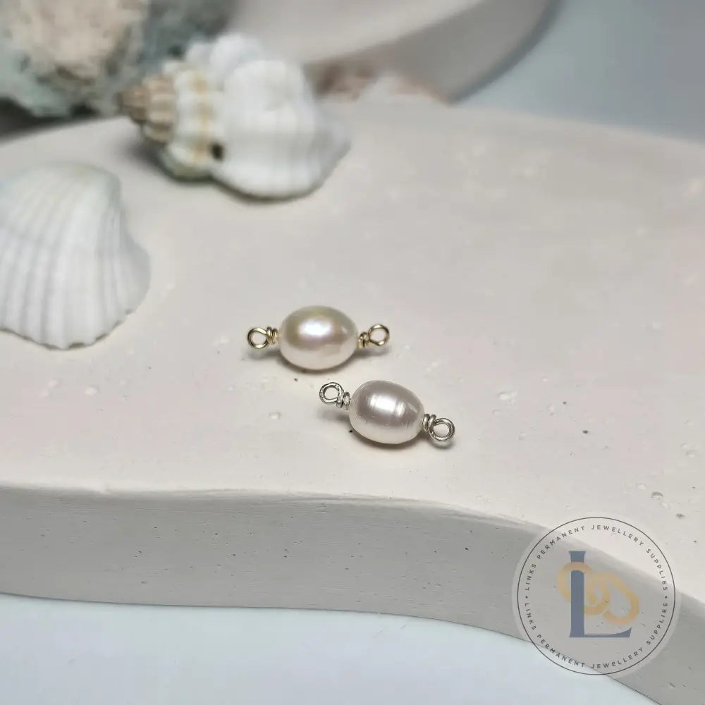 Freshwater Pearl Connector Charm - Links Permanent Jewellery Supplies