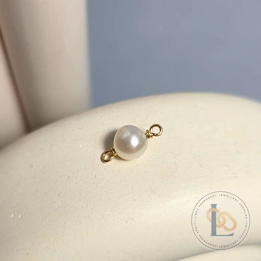 Freshwater Round Pearl Connector Charm 14K Gold Filled