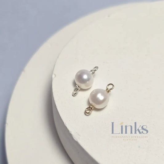 Freshwater Round Pearl Connector Charm