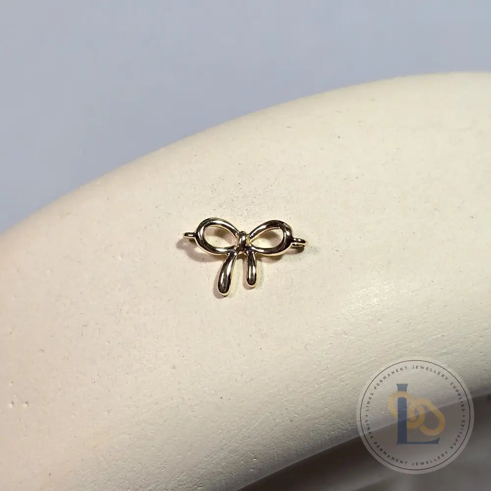 Luxury 9K Solid Gold Bow Connector Charm