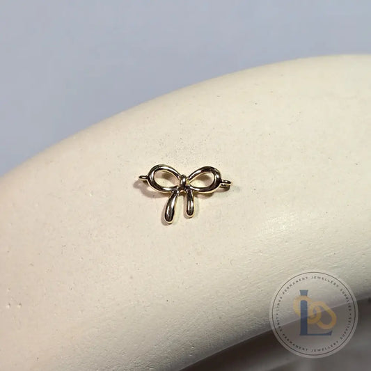 Luxury 9K Solid Gold Bow Connector Charm