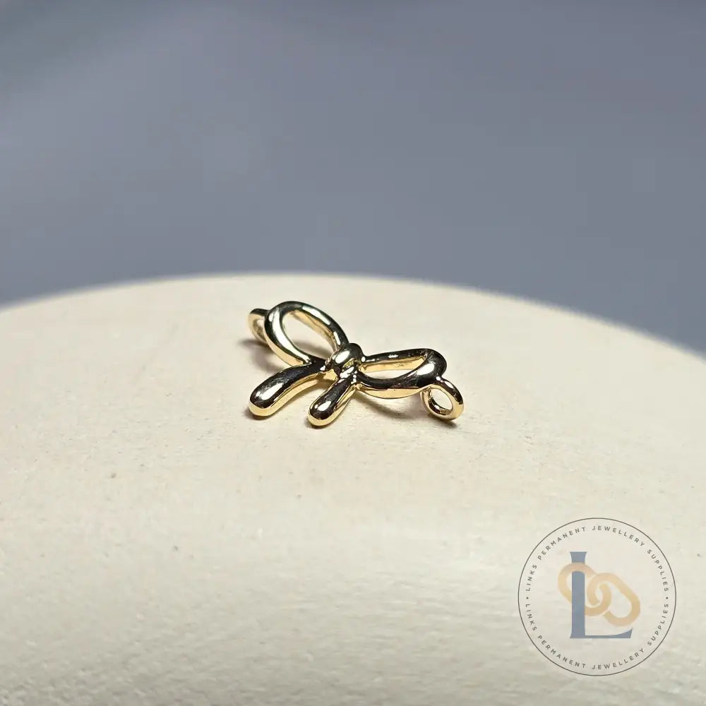 Luxury 9K Solid Gold Bow Connector Charm