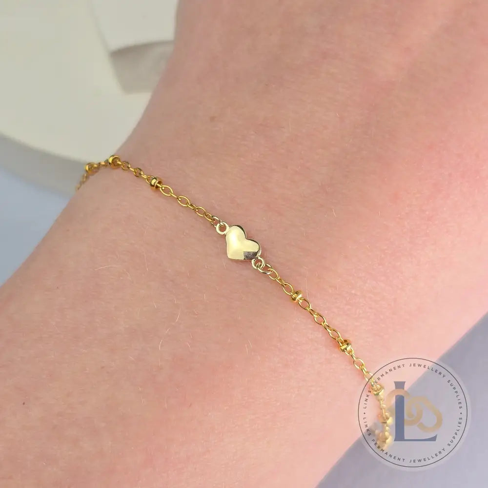 Luxury 9k Solid Gold Heart Connector Charm