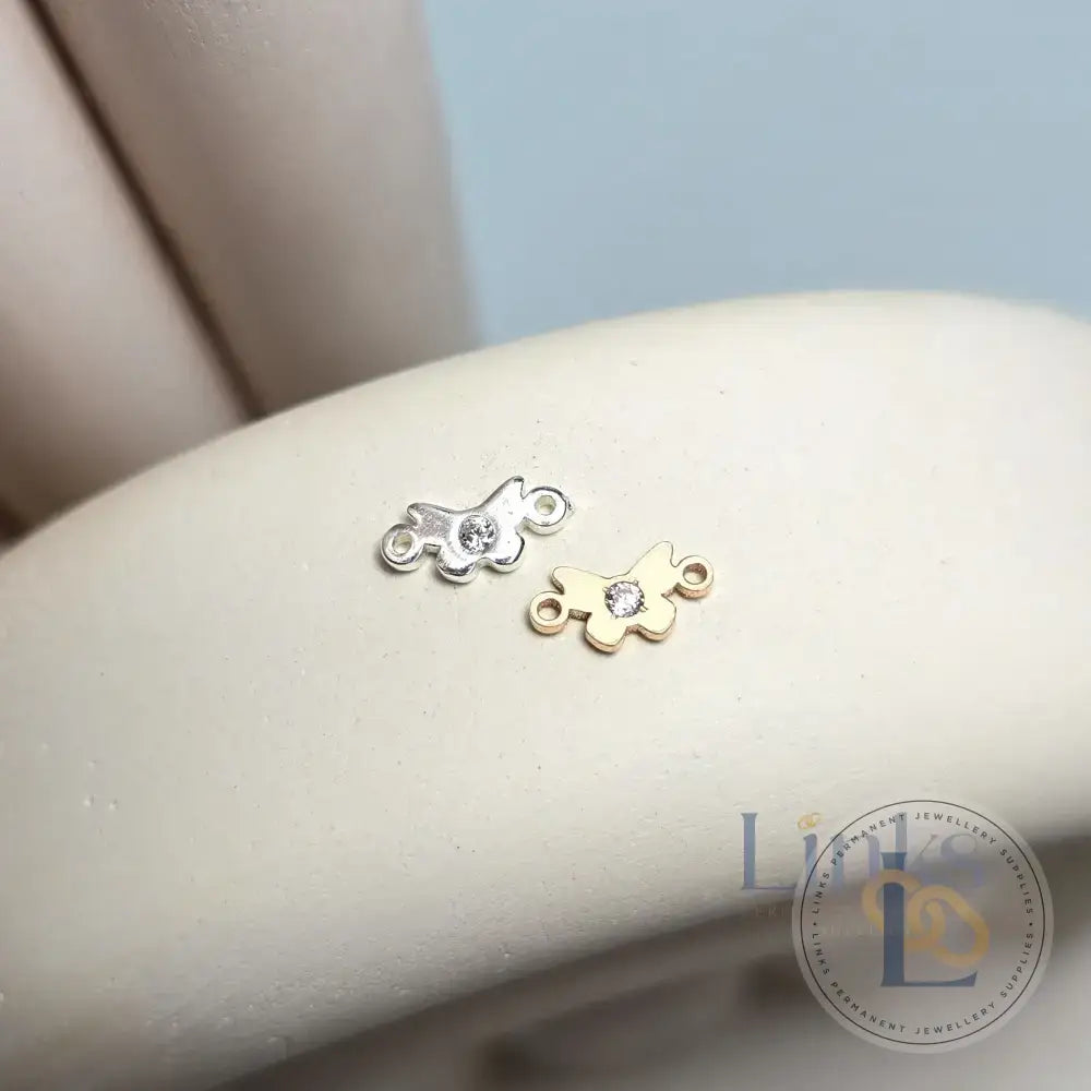 Cubic Zirconia Butterfly Connector Charm - Links Permanent Jewellery Supplies