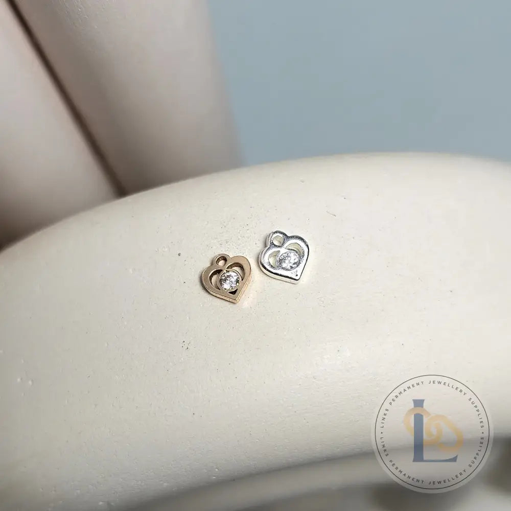Mini Cubic Zirconia Heart Charm - Links Permanent Jewellery Supplies