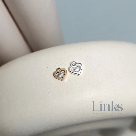 Mini Cubic Zirconia Heart Charm - Links Permanent Jewellery Supplies