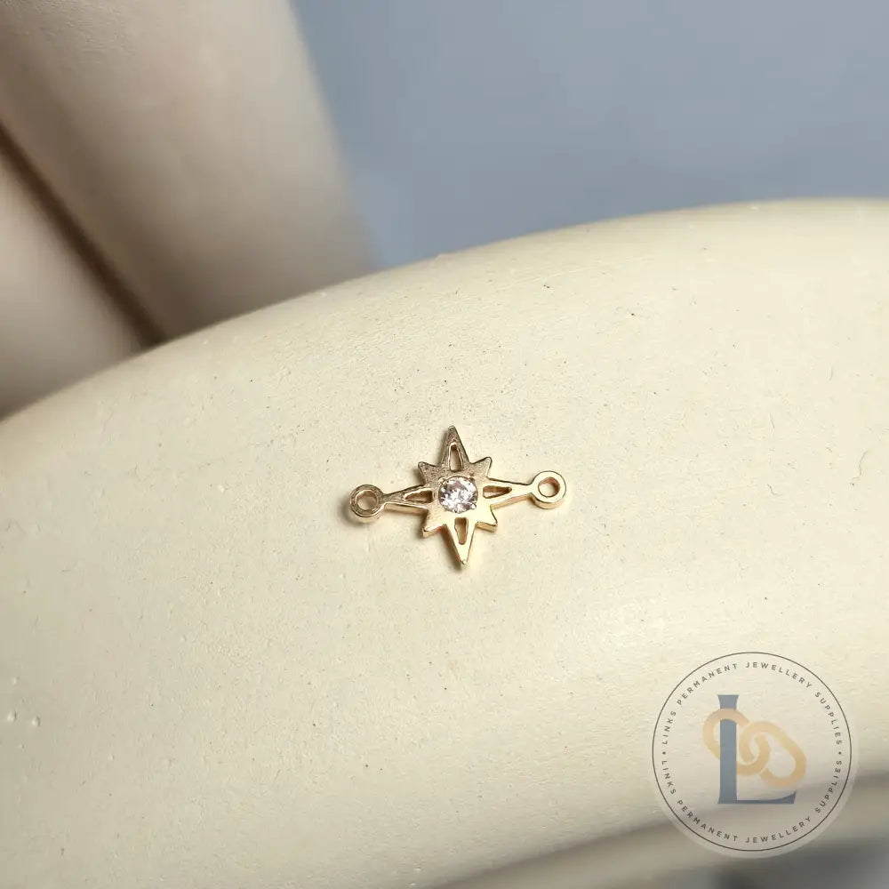 Mini Cubic Zirconia North Star Connector 14K Gold Filled
