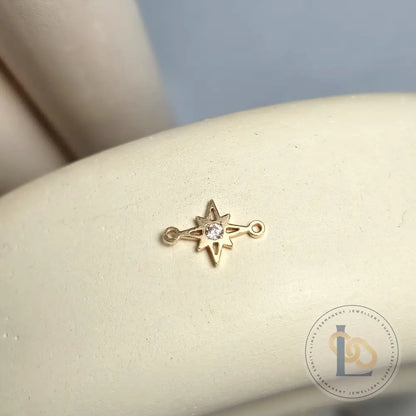 Mini Cubic Zirconia North Star Connector 14K Gold Filled