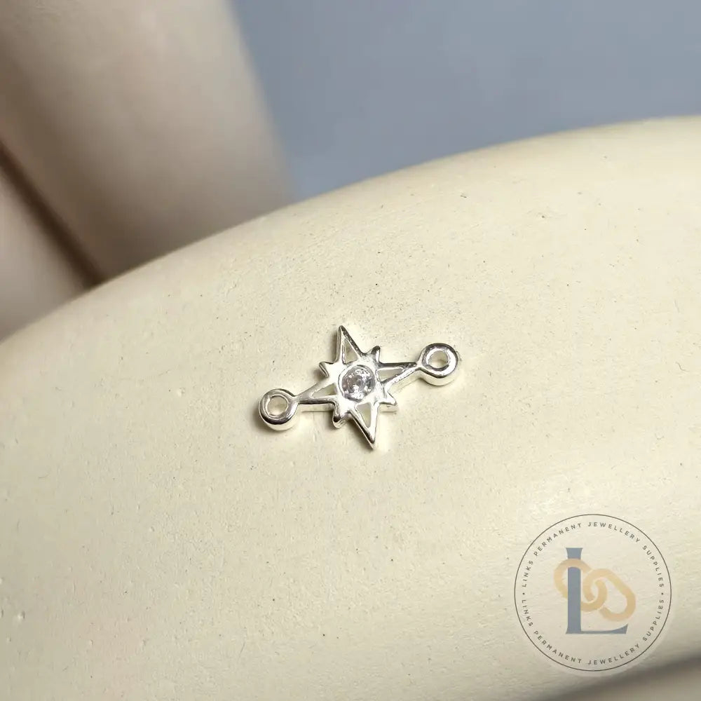Mini Cubic Zirconia North Star Connector Sterling Silver