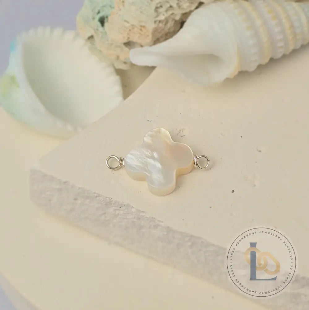 Mother of Pearl Clover Connector Charm