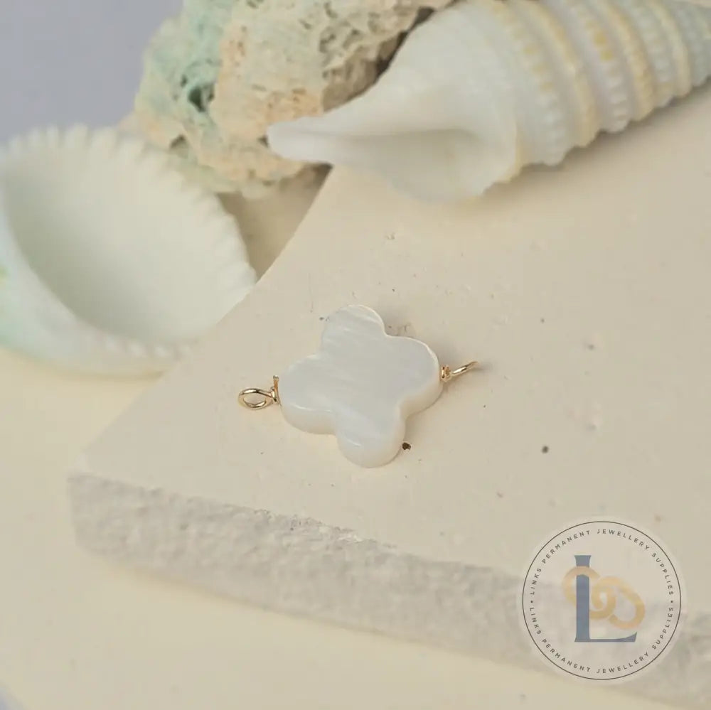Mother of Pearl Clover Connector Charm