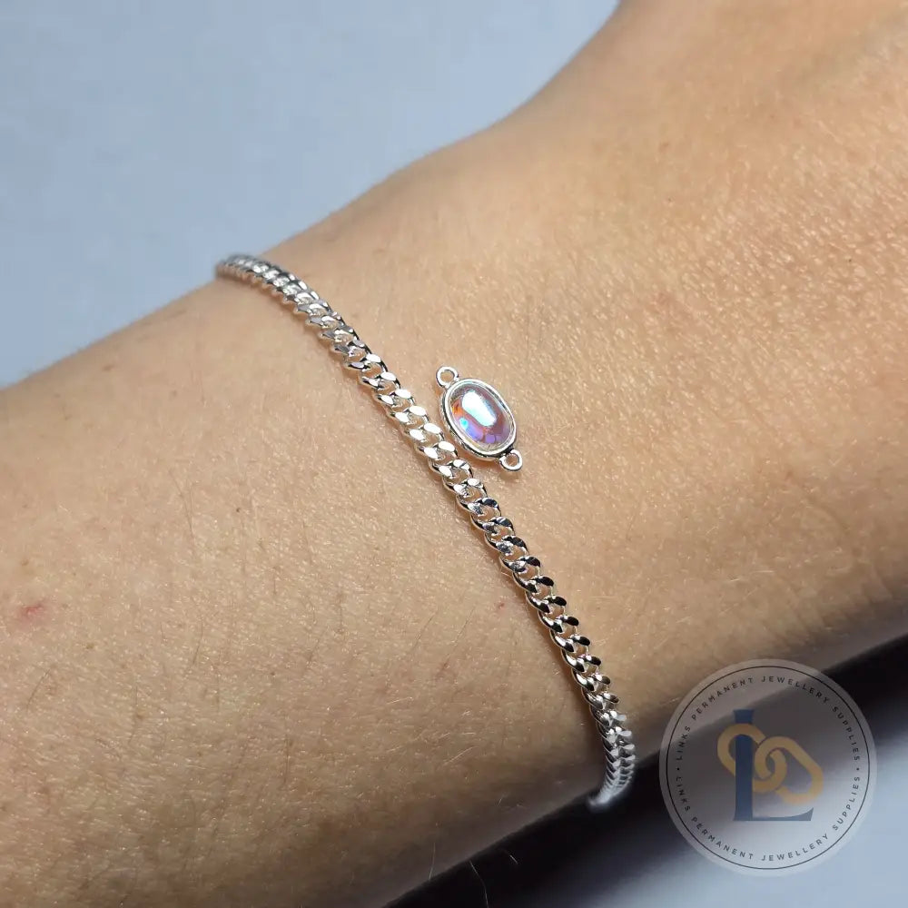 Oval Moonstone Connector Charm