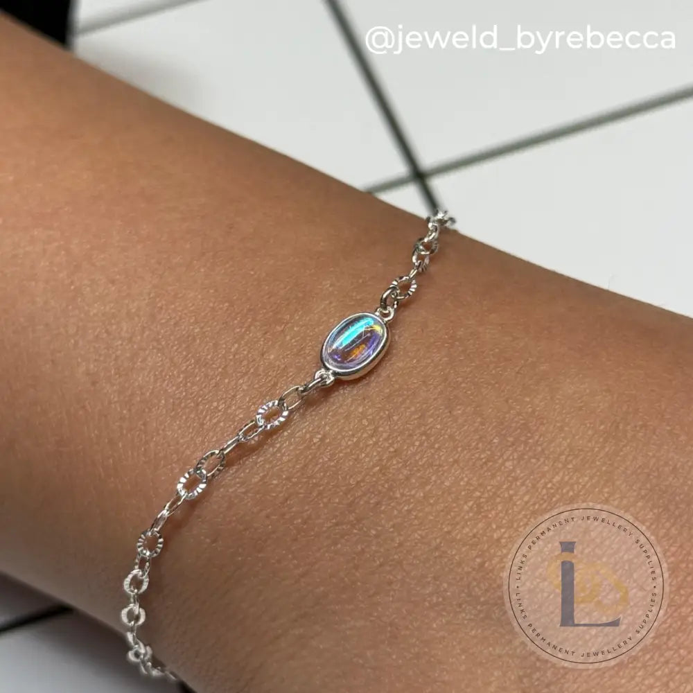 Oval Moonstone Connector Charm