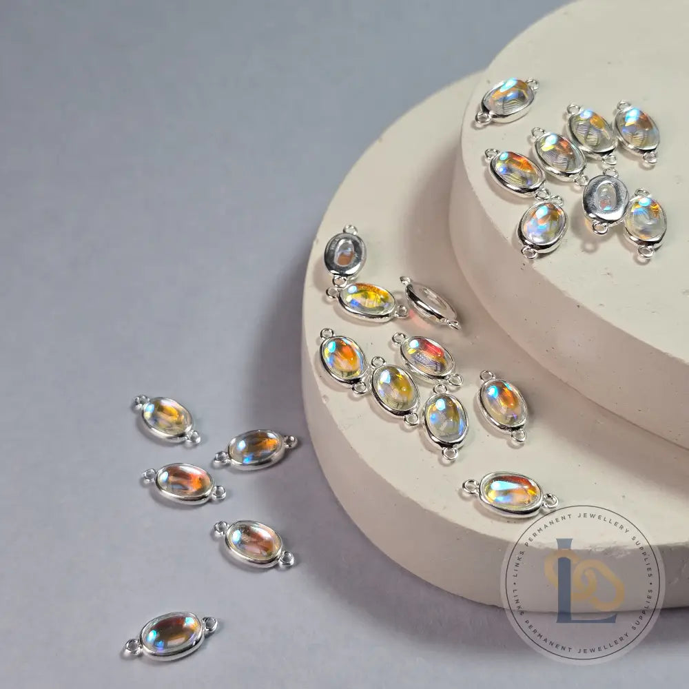 Oval Moonstone Connector Charm