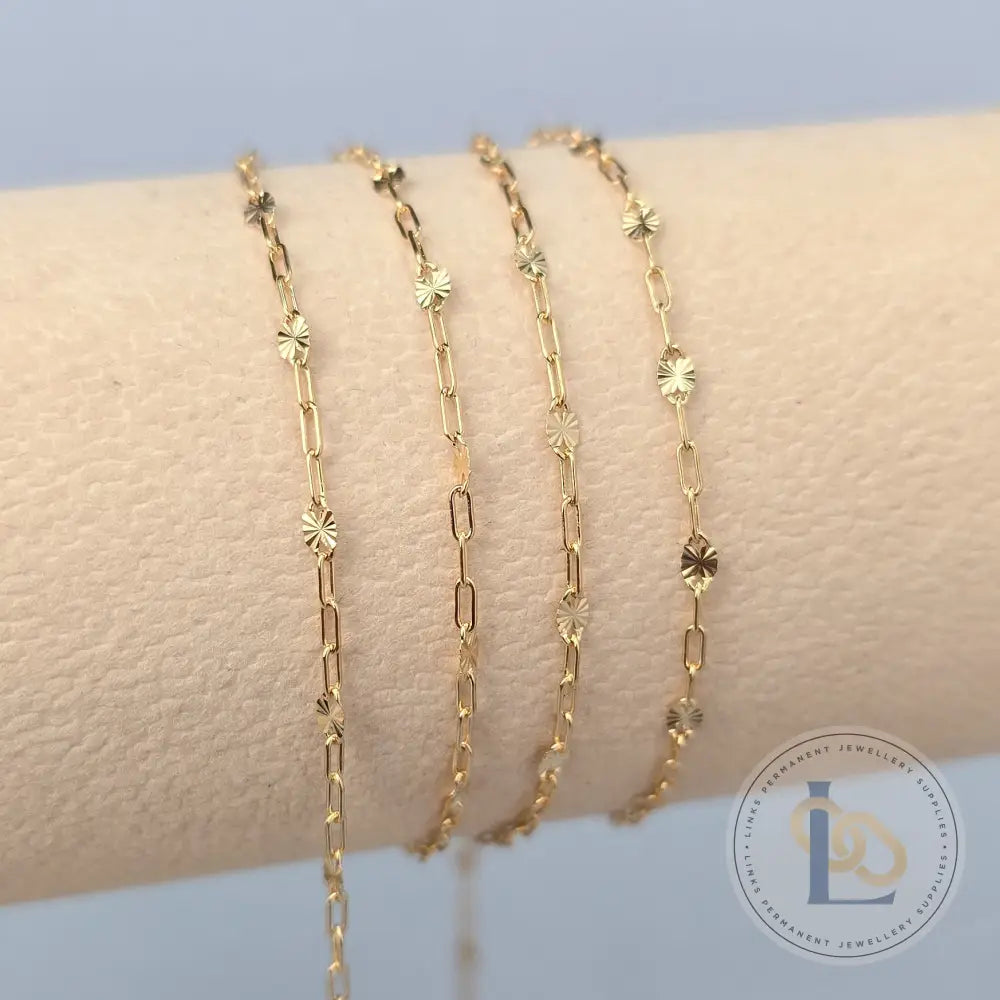 Oval Sunburst & Paperclip Chain - 14k Gold Filled & 925 Sterling Silver 14k Gold Filled