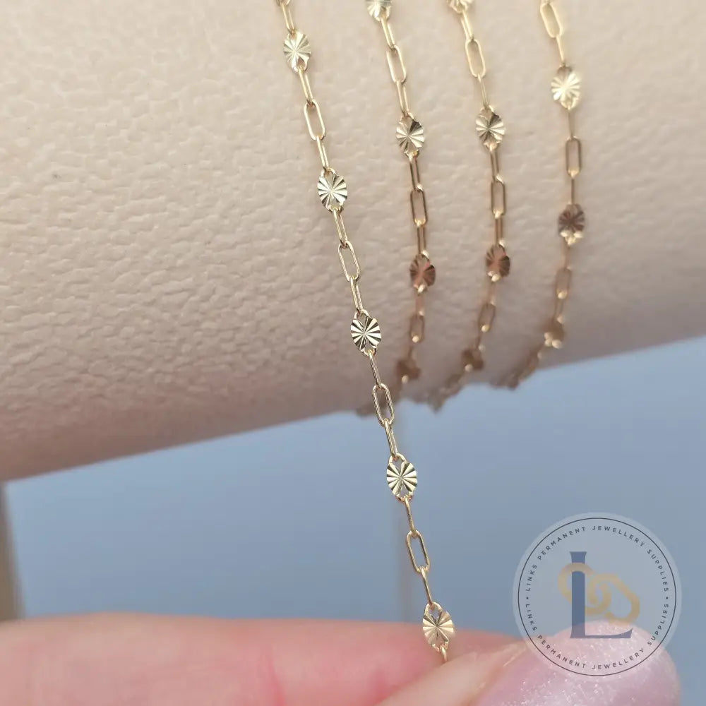 Oval Sunburst & Paperclip Chain - 14k Gold Filled & 925 Sterling Silver