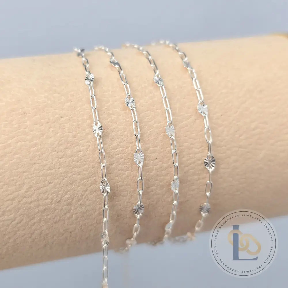 Oval Sunburst & Paperclip Chain - 14k Gold Filled & 925 Sterling Silver 925 Sterling Silver