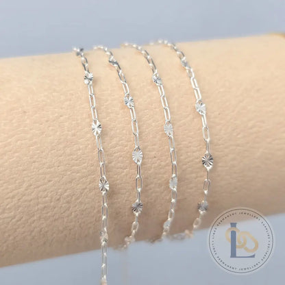 Oval Sunburst & Paperclip Chain - 14k Gold Filled & 925 Sterling Silver 925 Sterling Silver