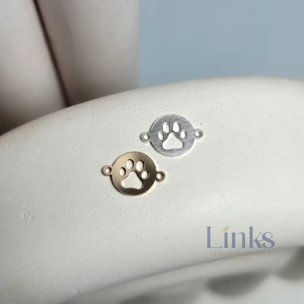 Paw Print Disk Connector Charm - Links Permanent Jewellery Supplies