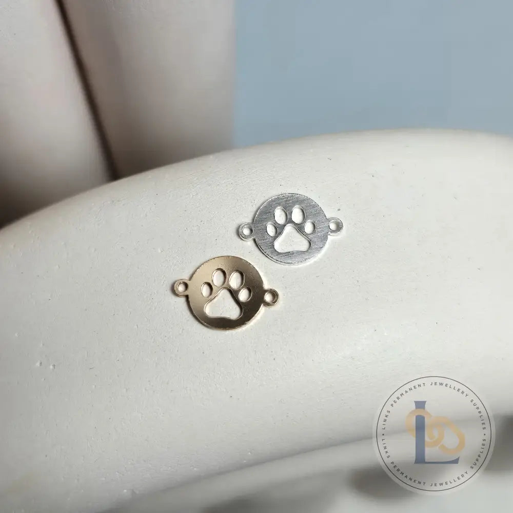 Paw Print Disk Connector Charm - Links Permanent Jewellery Supplies