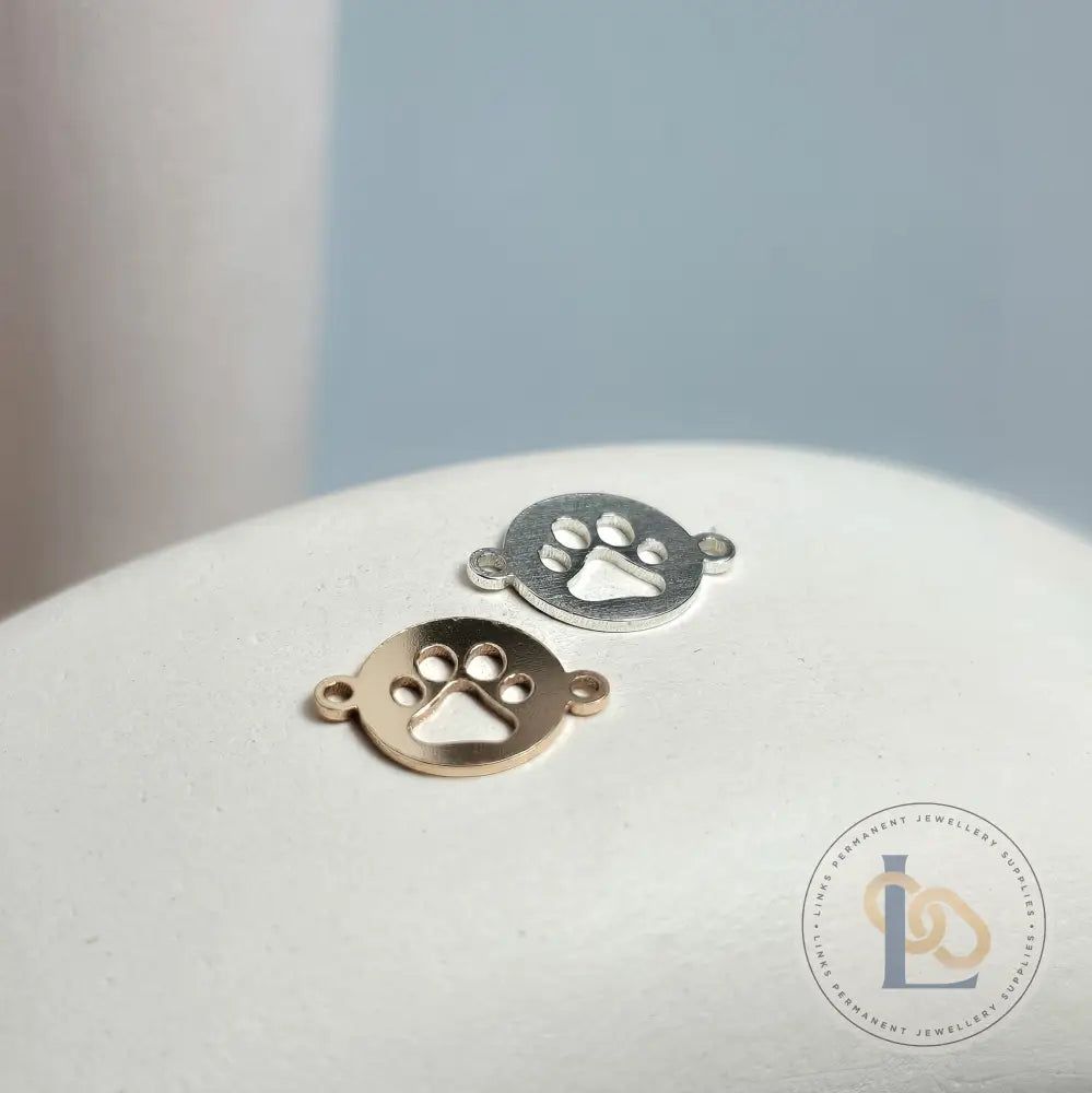 Paw Print Disk Connector Charm - Links Permanent Jewellery Supplies