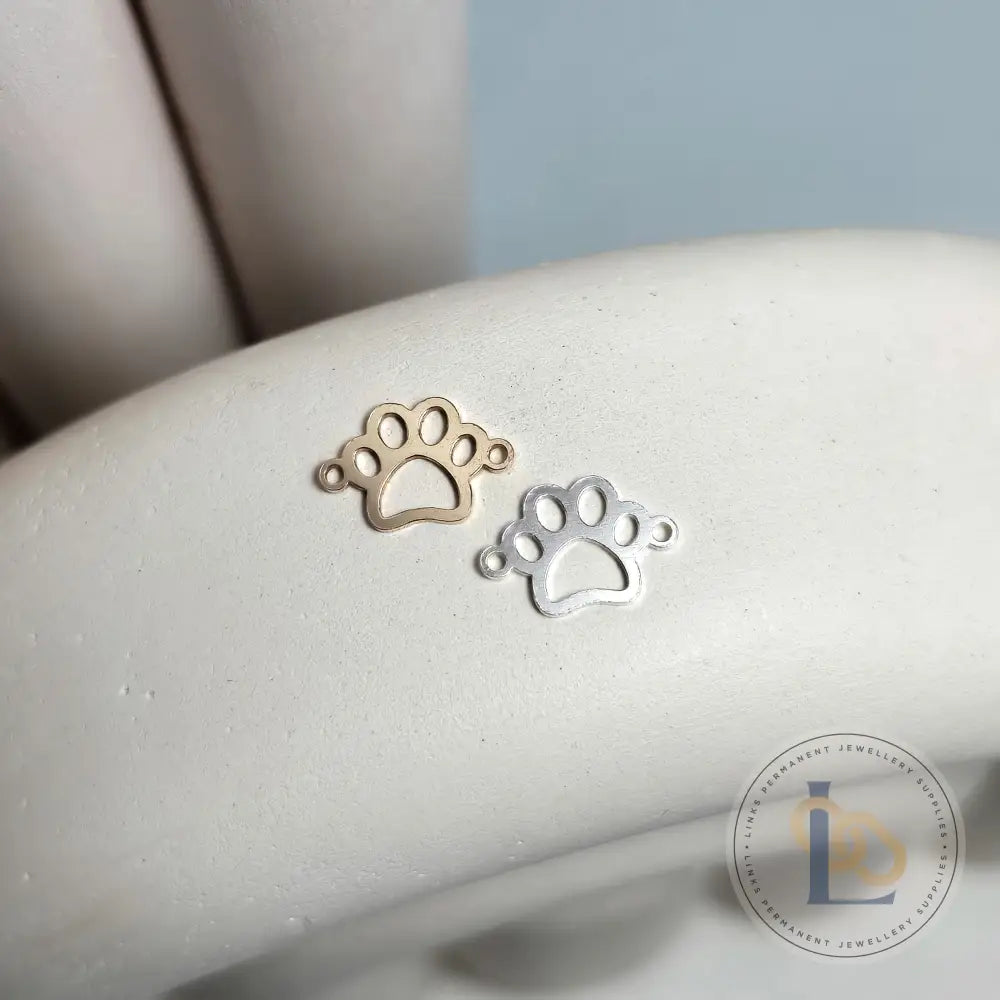 Paw Print Outline Connector Charm - Links Permanent Jewellery Supplies