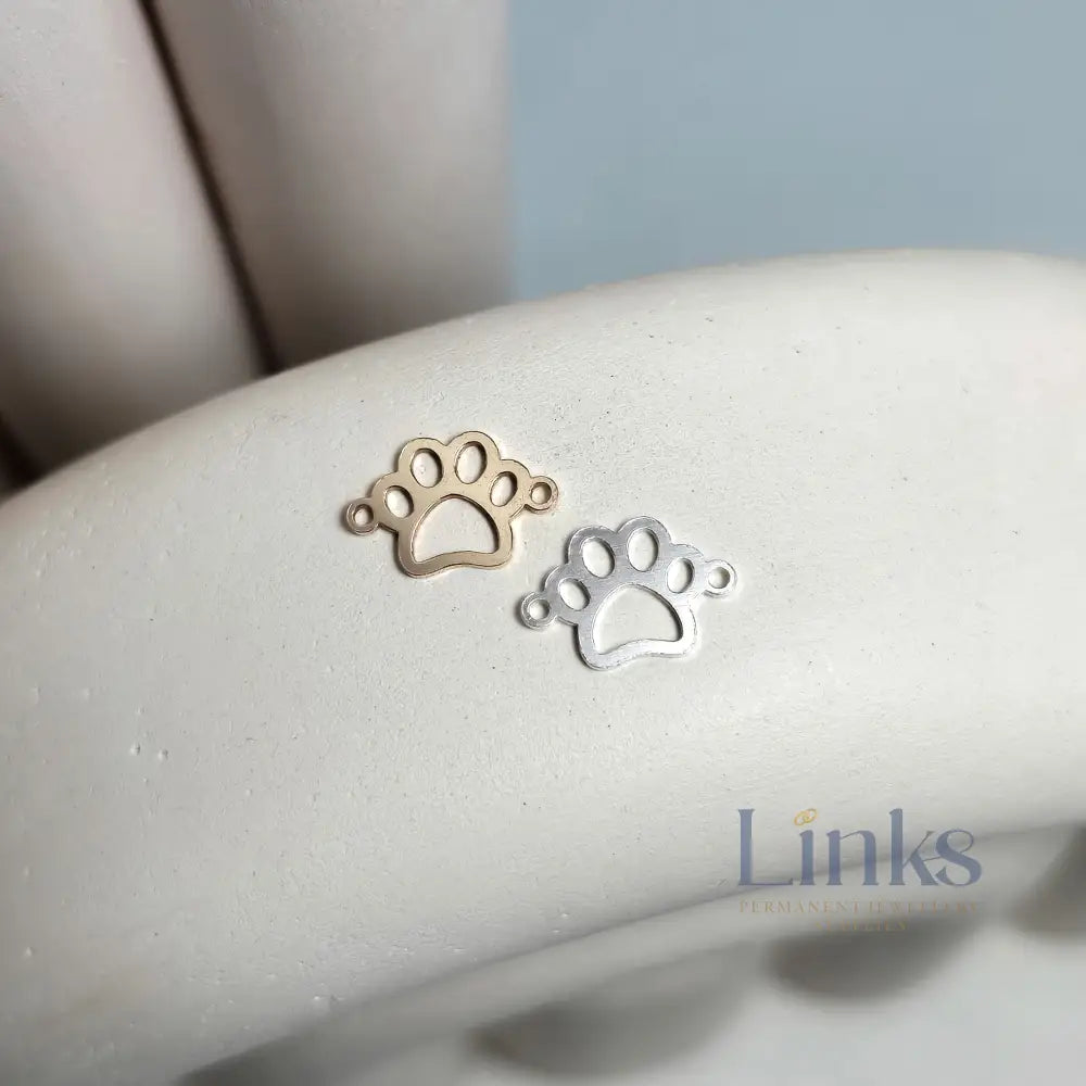 Paw Print Outline Connector Charm - Links Permanent Jewellery Supplies