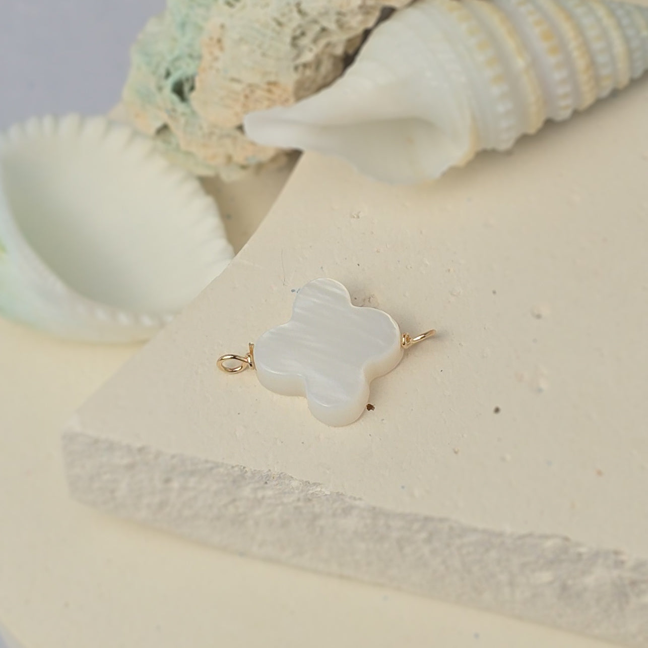 Mother of Pearl Clover Connector Charm