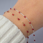 Stained Glass Ruby Enamel Sunburst & Paperclip Chain