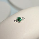 4mm Sterling Silver Birthstone Connector Charm May - Emerald Connector Charms