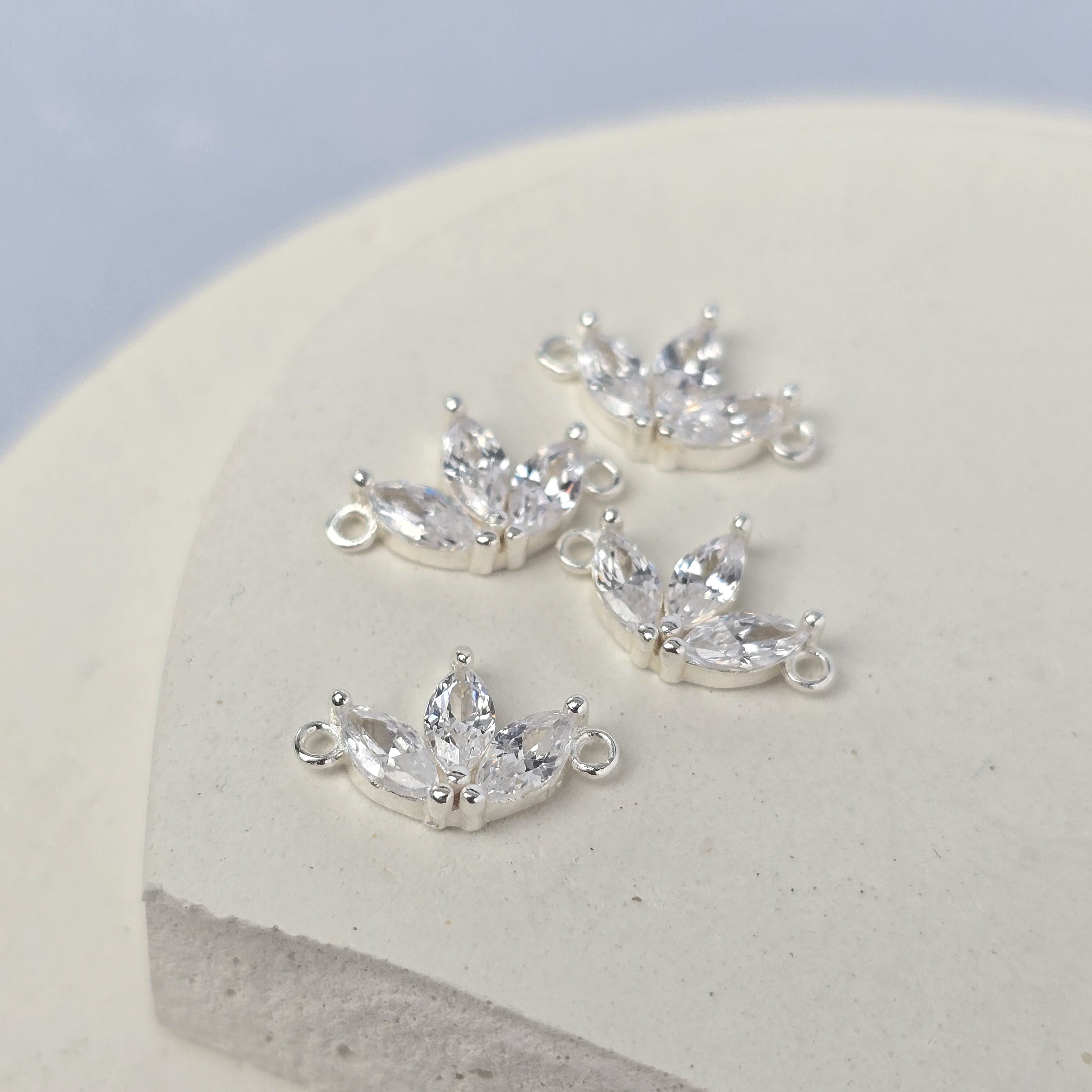 Sterling Silver Cubic Zirconia Fan Connector