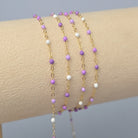 1.5mm Amethyst Enamel Flat Cable Chain - 925 Sterling Silver & 14k Gold Filled