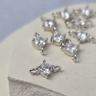 Sterling Silver Round Cubic Zirconia Connector Large