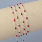 Stained Glass Ruby Enamel Sunburst & Paperclip Chain 925 Sterling Silver / 1 Meter