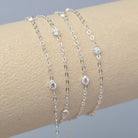 1.7mm Flat Cable Cubic Zirconia Chain Sterling Silver / 1 meter